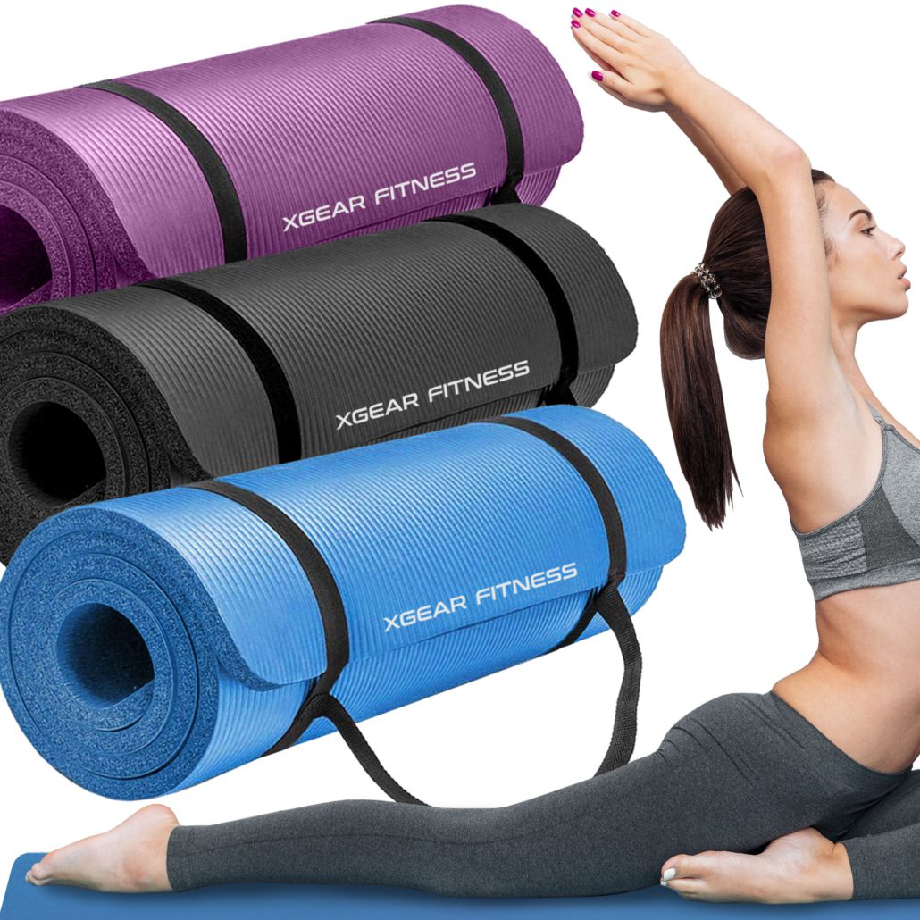 Thick Travel Yoga Mat by XGear Fitness | Best Washable Exercise Pad